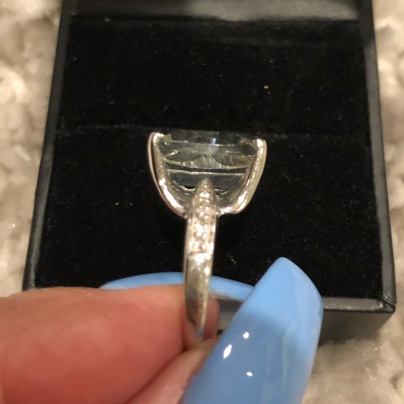 14k wht gld w/ Lt Grn Qrtz w/Diamonds